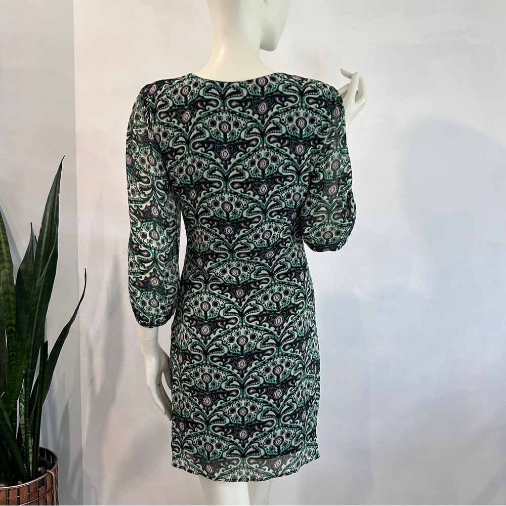 ba&sh Robe Fanny Ruched Front V Neck Viscose Mini Dress - Picture 8 of 16